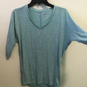 V Neck Batwing Sleeve 3/4 Sleeve Teal Top